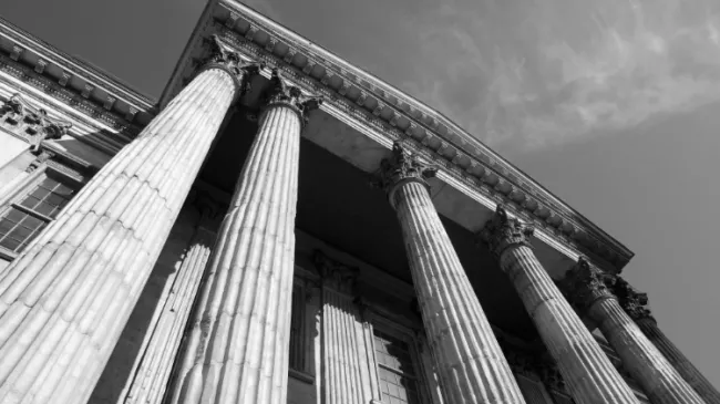 pillars at a bank